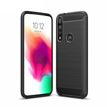 Motorola Moto G8 Plus Case Carbon Fibre Cover & Glass Screen Protector