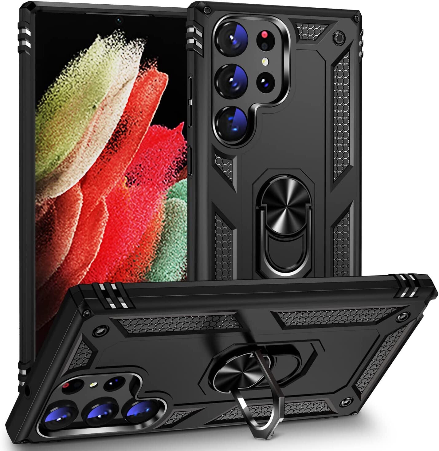 Samsung Galaxy S23 Ultra Case, Kickstand Shockproof Ring Phone Cover