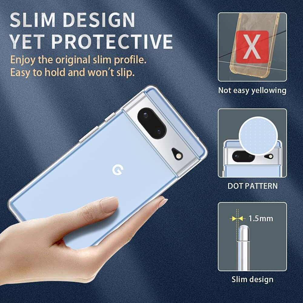 Google Pixel 7  Case Clear Silicone Ultra Slim Gel Cover