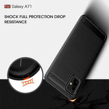 Samsung Galaxy A71 Case Carbon Fibre Cover & Glass Screen Protector