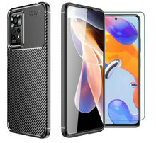 Xiaomi Redmi 10 Case Carbon Slim Cover & Glass Screen Protector