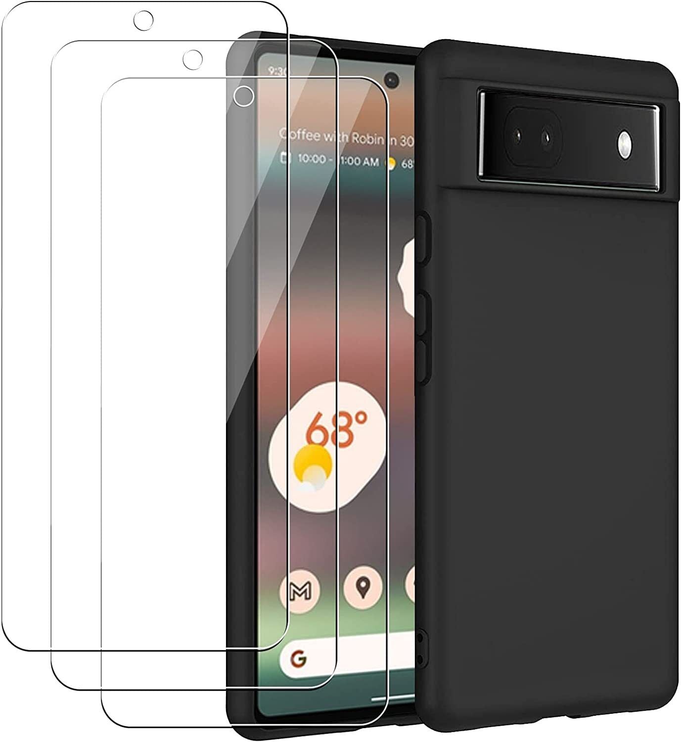 Google Pixel 6a 5G Case Silicone Gel Cover & Glass Screen Protector