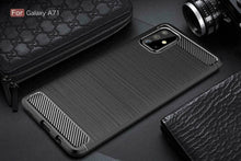 Samsung Galaxy A71 Case Carbon Fibre Cover & Glass Screen Protector