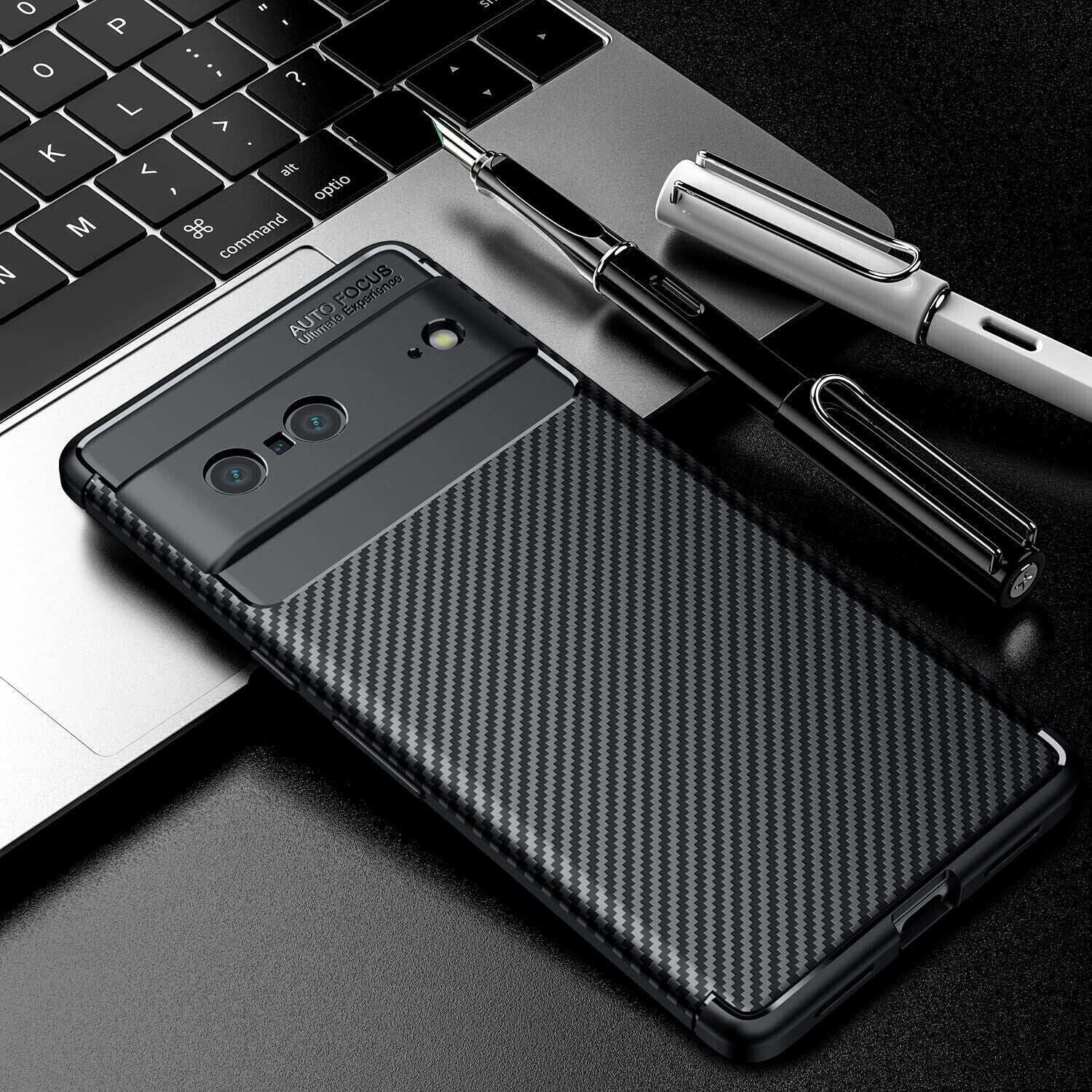 Google Pixel 7 Case Carbon Slim Cover & Glass Screen Protector