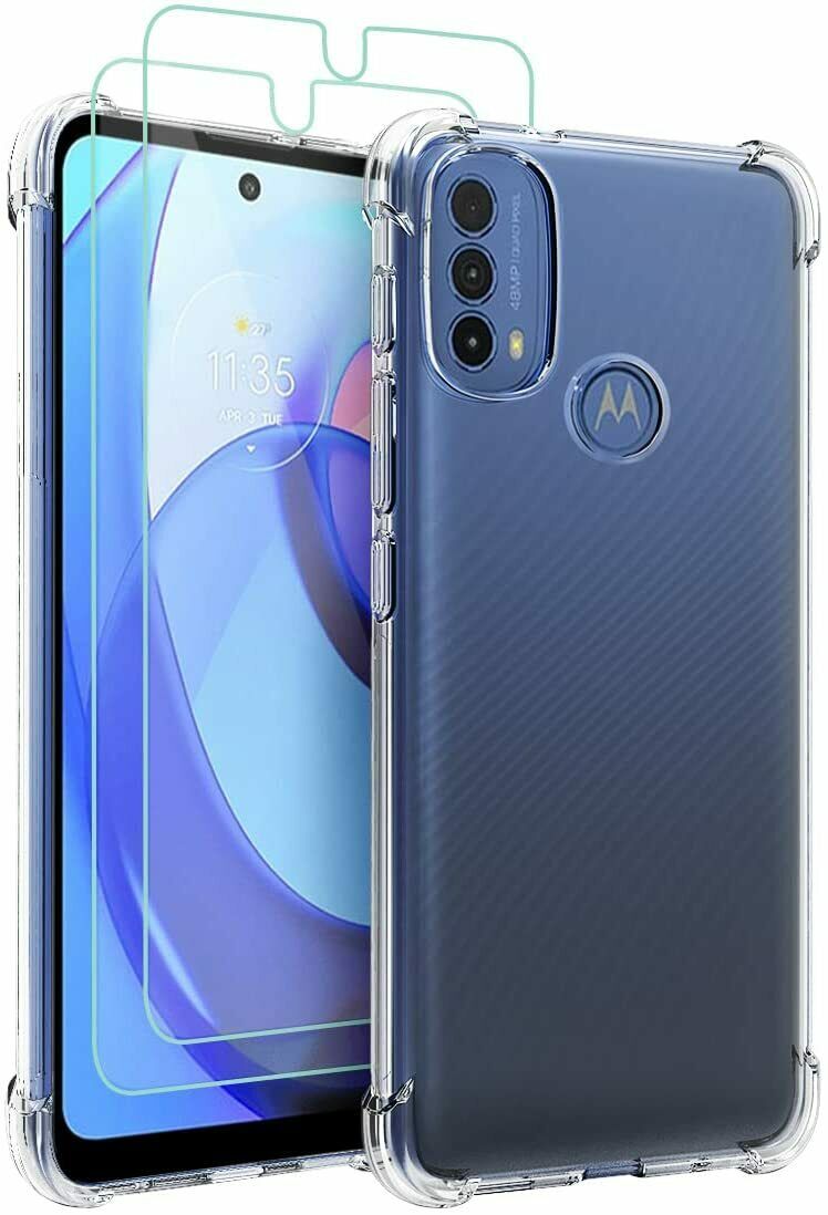 Motorola Moto E40 Case Clear Shockproof Cover & Glass Screen Protector