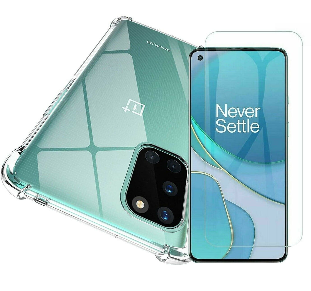 OnePlus 8T Case Clear Shockproof Cover & Glass Screen Protector