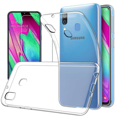 Samsung Galaxy A40 Case Clear Gel Cover & Tempered Glass Screen Protector
