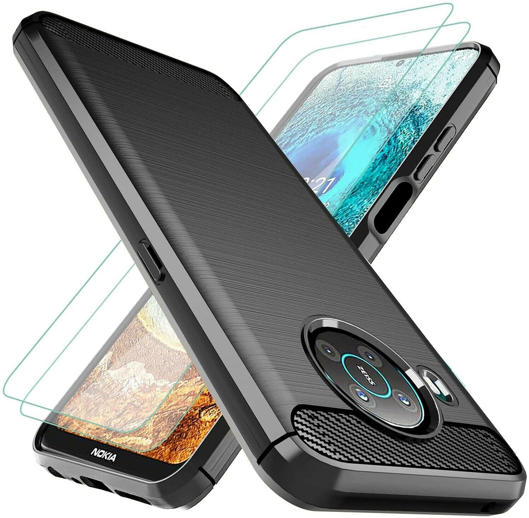 Nokia X10 Case Carbon Fibre Cover & Glass Screen Protector