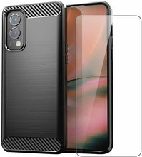 OnePlus Nord 2 5G Case Carbon Fibre Cover & Glass Screen Protector