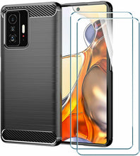 Xiaomi 11T Case Carbon Fibre Cover & Glass Screen Protector