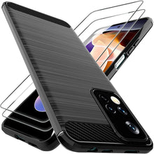 Xiaomi Redmi Note 11 Pro Case Carbon Fibre Cover & Glass Screen Protector