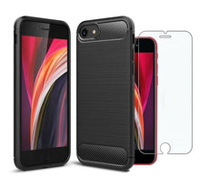 Apple iPhone SE (2020) Carbon Fibre Cover & Glass Screen Protector