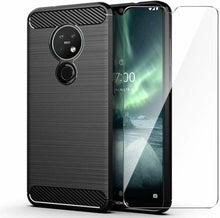 Nokia 6.2 Case Carbon Fibre Cover & Glass Screen Protector