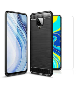 Xiaomi Redmi Note 9 Pro Carbon Fibre Cover & Glass Screen Protector