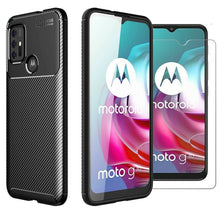 Motorola Moto G20 Case Carbon Slim Cover & Glass Screen Protector