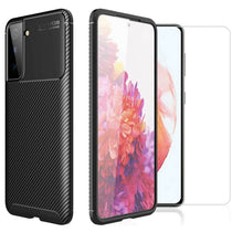 Samsung Galaxy S21 5G Case Carbon Slim Cover & Glass Screen Protector