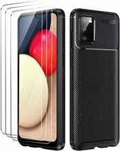 Samsung Galaxy A03s Case Carbon Slim Cover & Glass Screen Protector