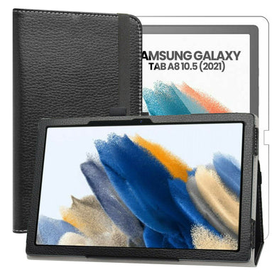 Samsung Galaxy Tab A8 10.5 2021 Case Leather Folio Cover & Glass Protector