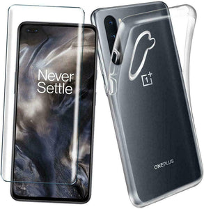 OnePlus Nord Case Clear Slim Gel Cover & 2 Pack Glass Screen Protector