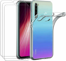 Xiaomi Redmi Note 8T Case Clear Gel Cover & 2 Pack Glass Screen Protector