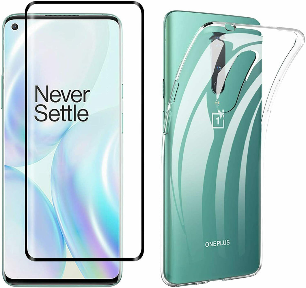 OnePlus 8 / 5G Case Gel Cover & Full Glass Screen Protector