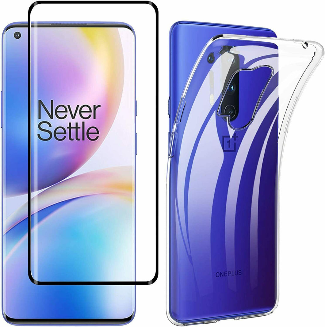 OnePlus 8 Pro / 5G Case Gel Cover & Full Glass Screen Protector