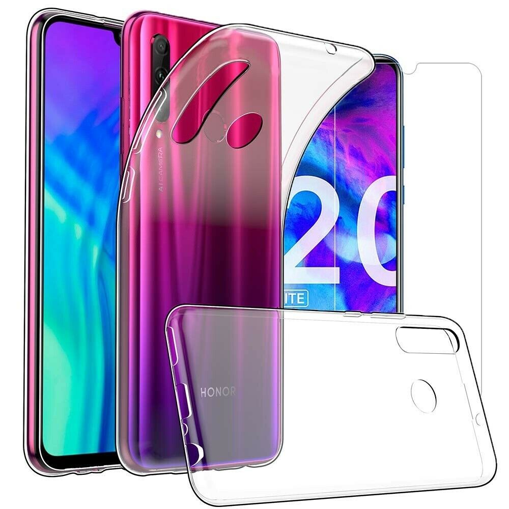 Honor 20 lite Case Clear Slim Gel Cover & Glass Screen Protector