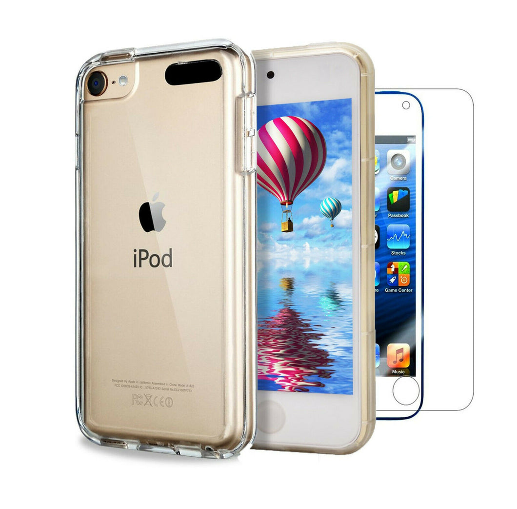 iPod Touch 7th Gen Case Clear Slim Gel Cover & Glass Screen Protector