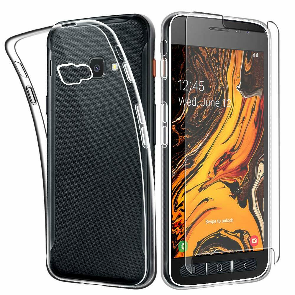 Samsung Galaxy Xcover 4s Case Clear Slim Gel Cover & Glass Screen Protector