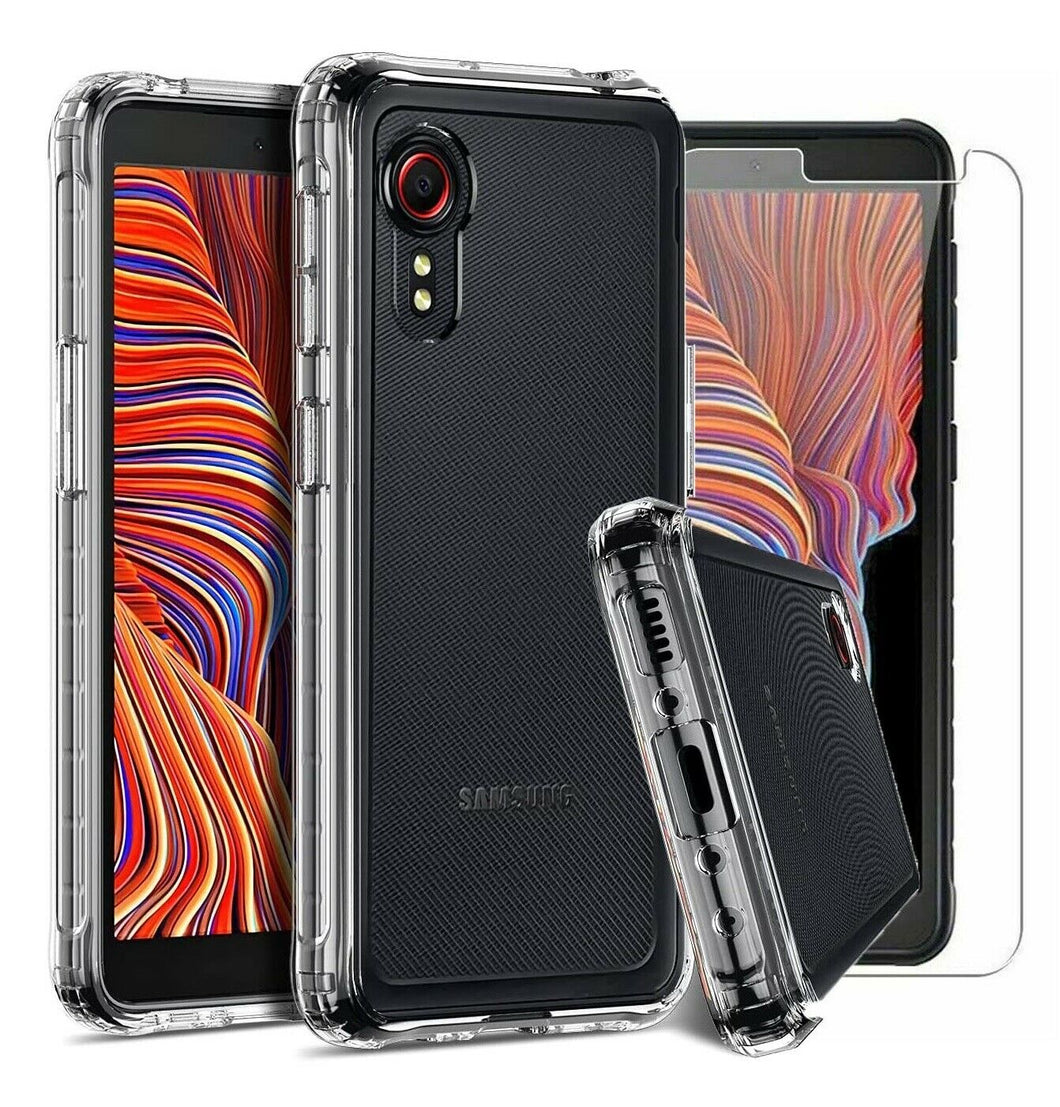 Samsung Galaxy Xcover 5 Case Clear Slim Gel Cover & Glass Screen Protector