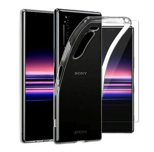 Sony Xperia 5 Case Clear Slim Gel Cover & Glass Screen Protector