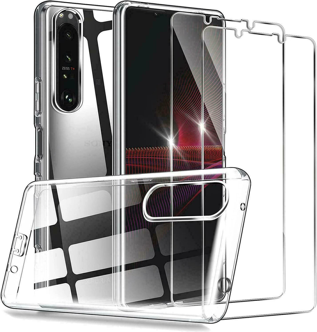 Sony Xperia 5 III Case Clear Gel Cover & Glass Screen Protector