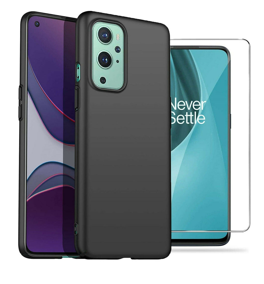 OnePlus 9 Case Slim Silicone Cover & Glass Screen Protector