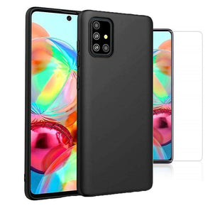 Samsung Galaxy A71 Case Slim Silicone Cover & Glass Screen Protector