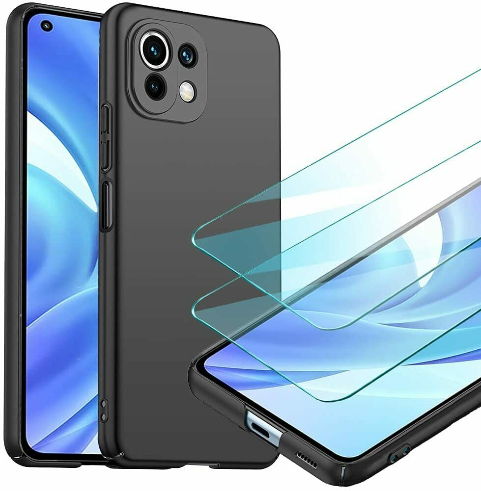Xiaomi 11 Lite 5G NE Case Slim Hard Back Cover & Glass Screen Protector