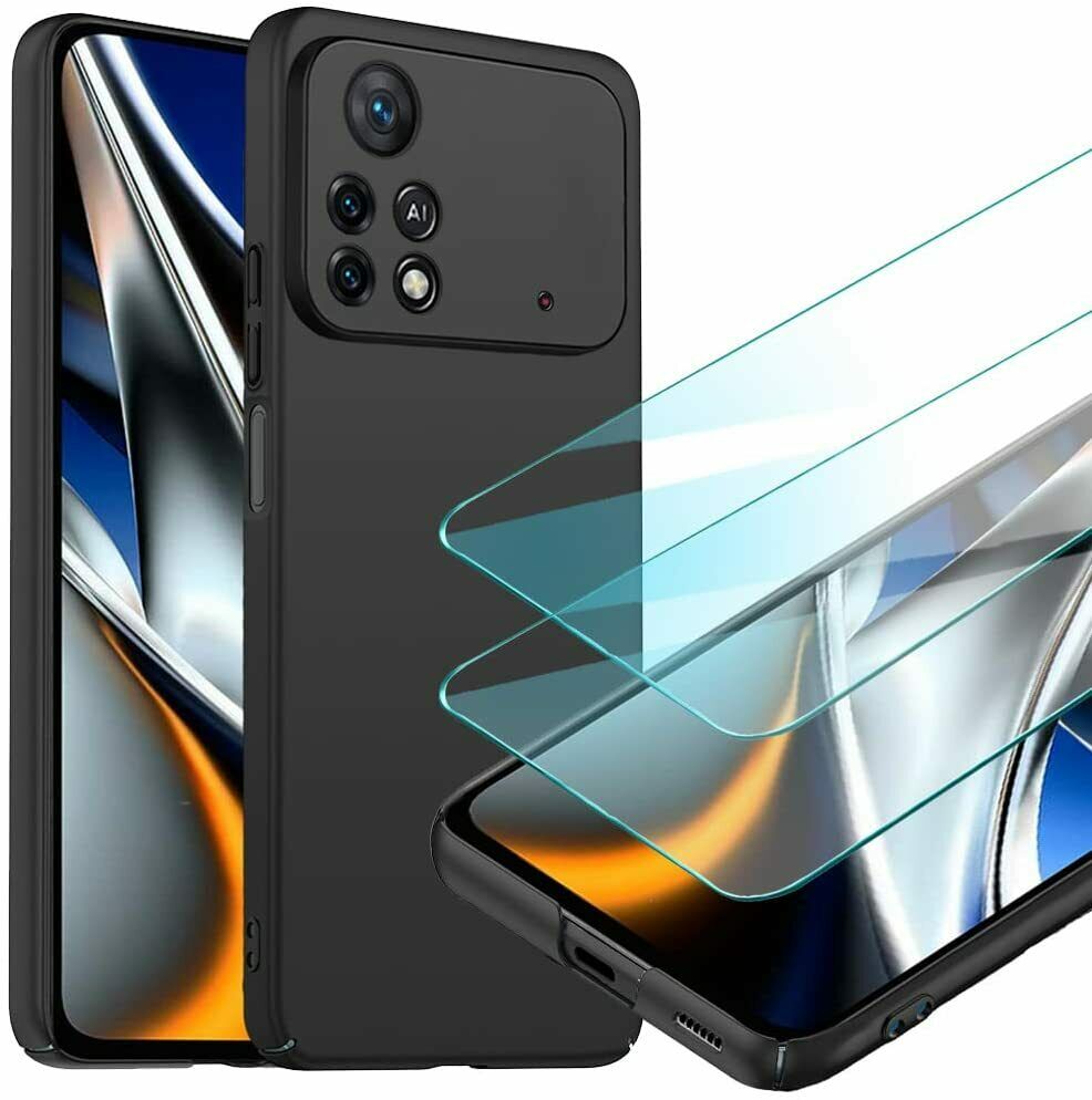 Xiaomi Poco X4 Pro 5G Case Hard Back Cover & Glass Screen Protector