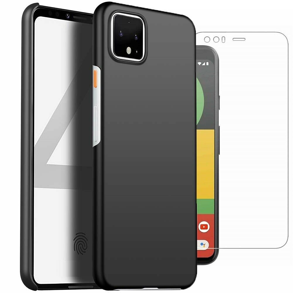 Google Pixel 4 Case Slim Hard Cover & Glass Screen Protector
