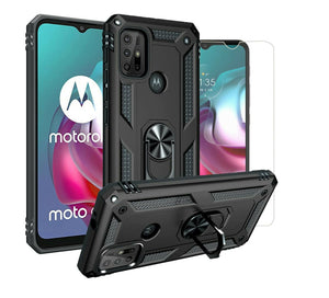 Motorola Moto G30 Case Kickstand Cover & Glass Screen Protector