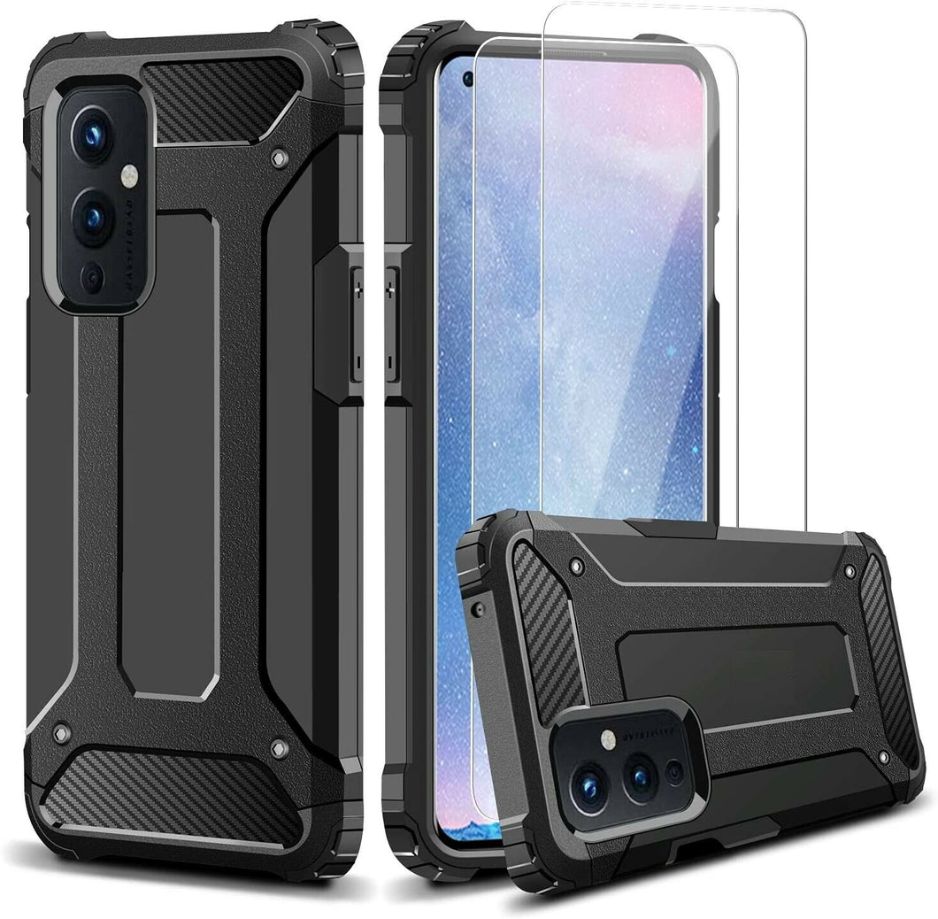 OnePlus 9 Case Kickstand Cover & Glass Screen Protector
