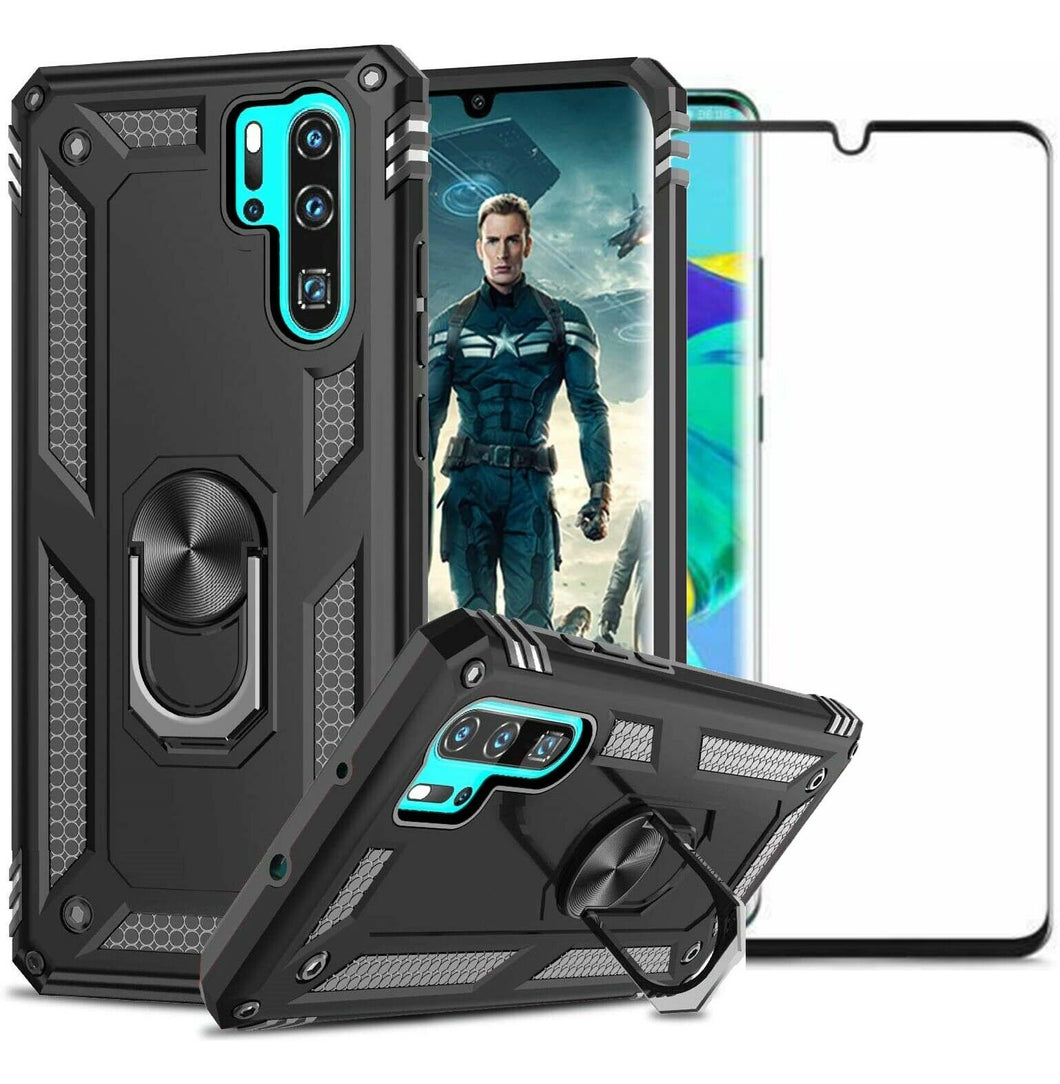 Huawei P30 Pro New Edition Case Kickstand Cover & Glass Screen Protector