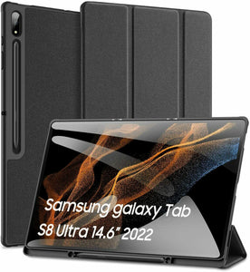 Samsung Galaxy Tab S8 Ultra Case Premium Smart Book Stand Cover X900/X906
