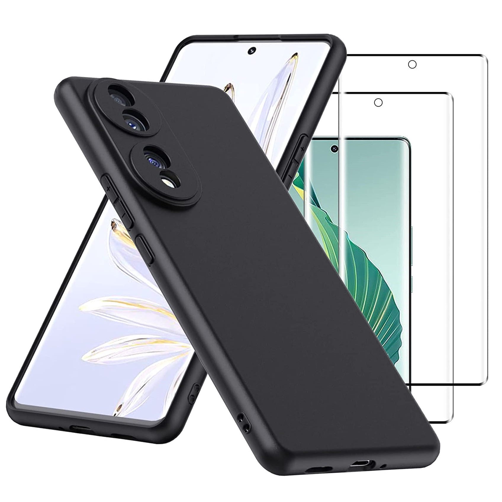 Honor 70 Case Black Gel Phone Cover And Screen Protector