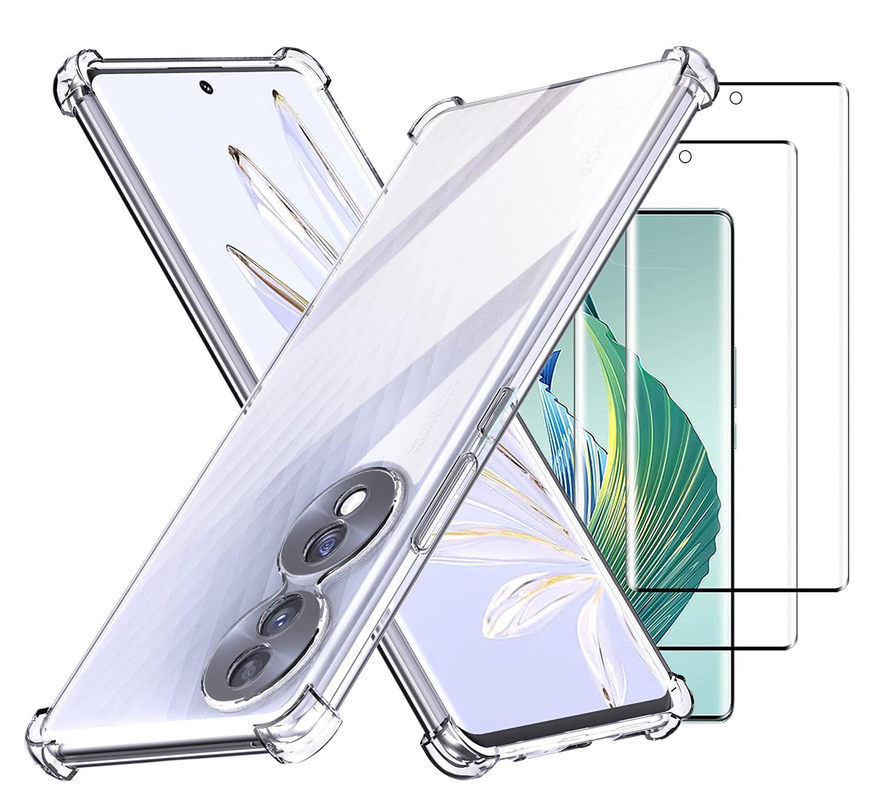 Honor 70 Case Clear Silicone Phone Cover And Screen Protecor