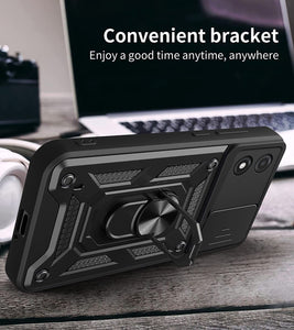 For Motorola Moto E13 Case Shockproof Ring Stand Phone Camera Lens Cover