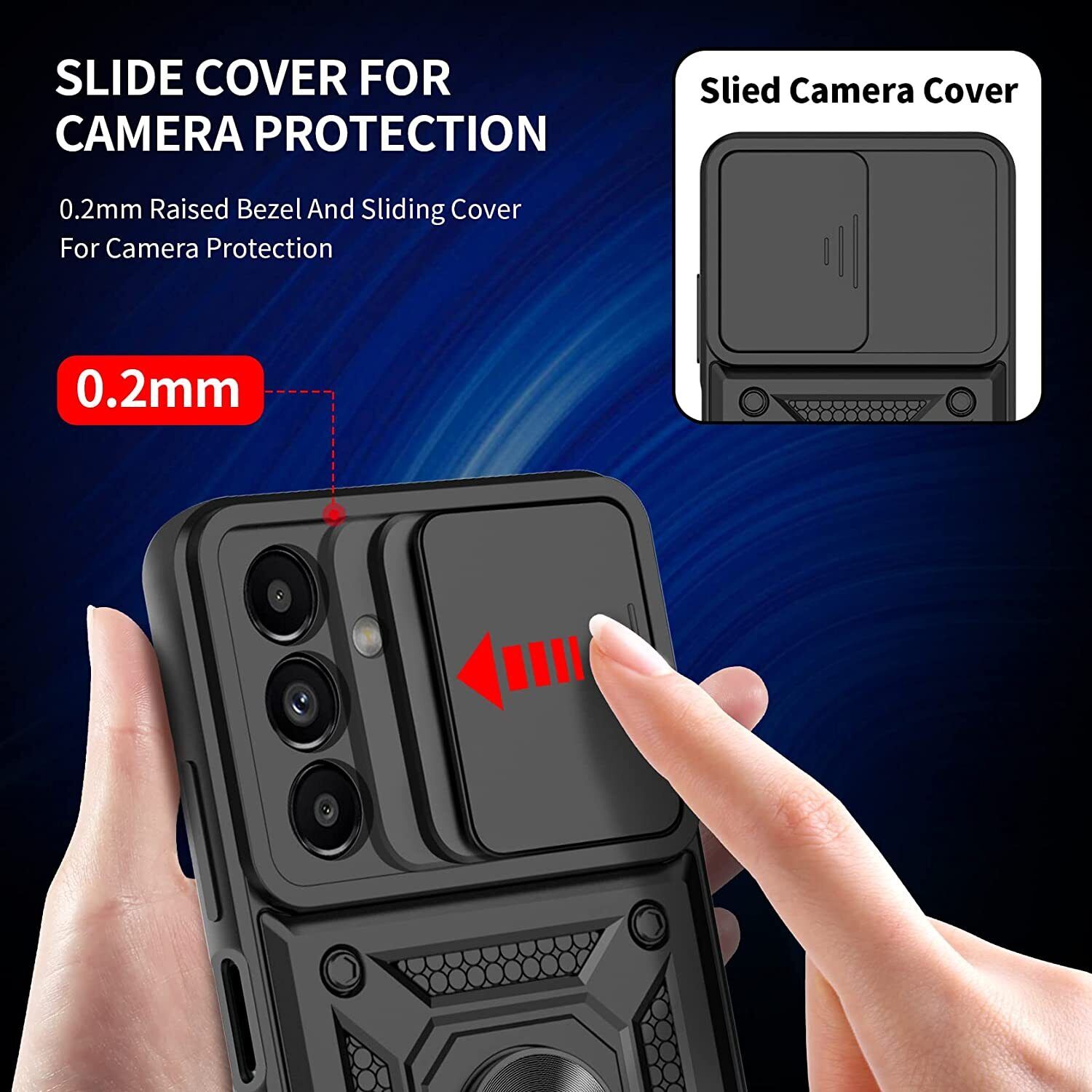 Samsung Galaxy A54 5G Case Shockproof Ring Stand Phone Camera Lens Cover & Screen Protector