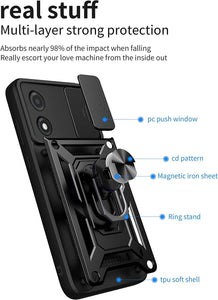 For Motorola Moto E13 Case Shockproof Ring Stand Phone Camera Lens Cover